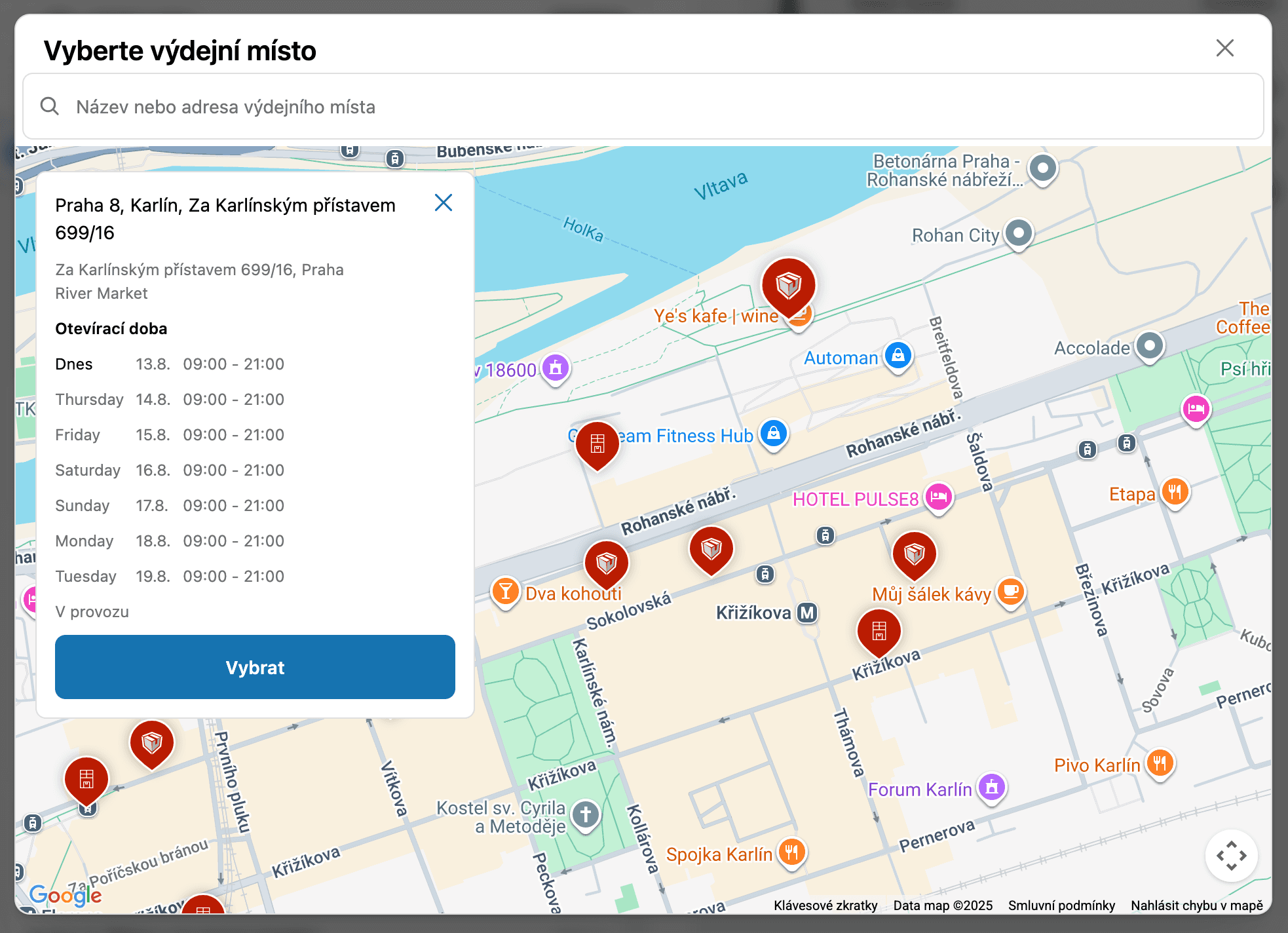 Detailní informace o výdejním místě